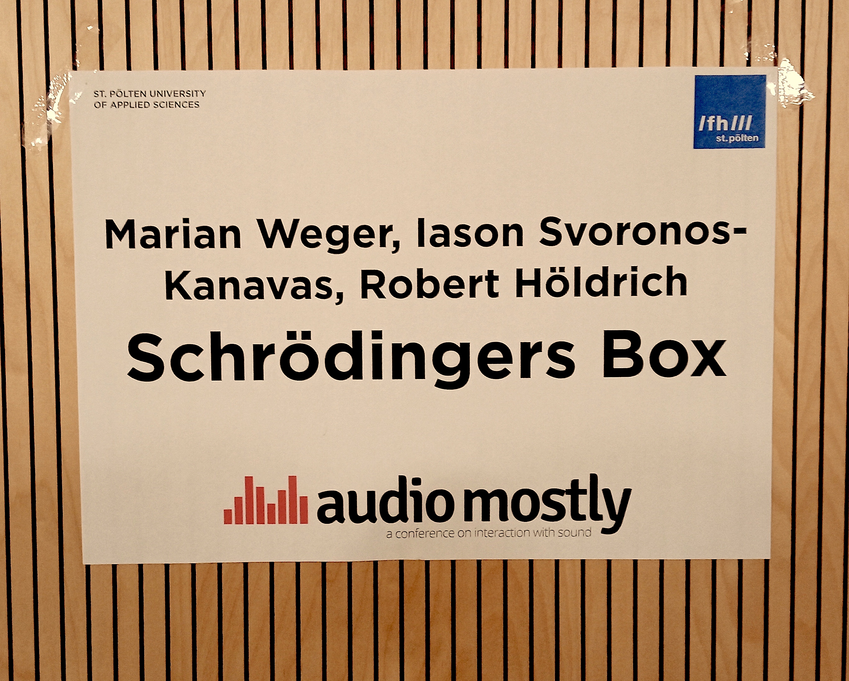 Schroedinger´s box label at Audio Mostly 2022.